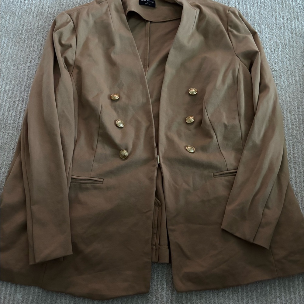 Lane Bryant Tan Blazer with Gold Buttons